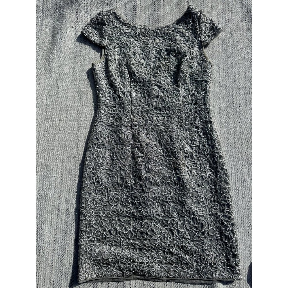 Simply Liliana Womens Silver Gray 8 Dress Sequence Formal Shimmer Sheath Midi - Picture 6 of 14